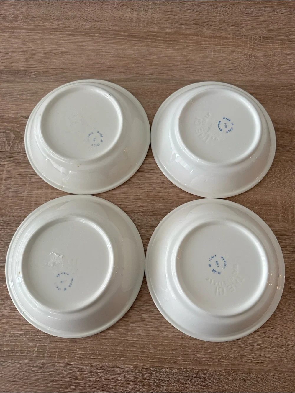 Caffè Italia Ceramic Bowls Set of 4, White Red & Green Vintage Made in Italy 8”